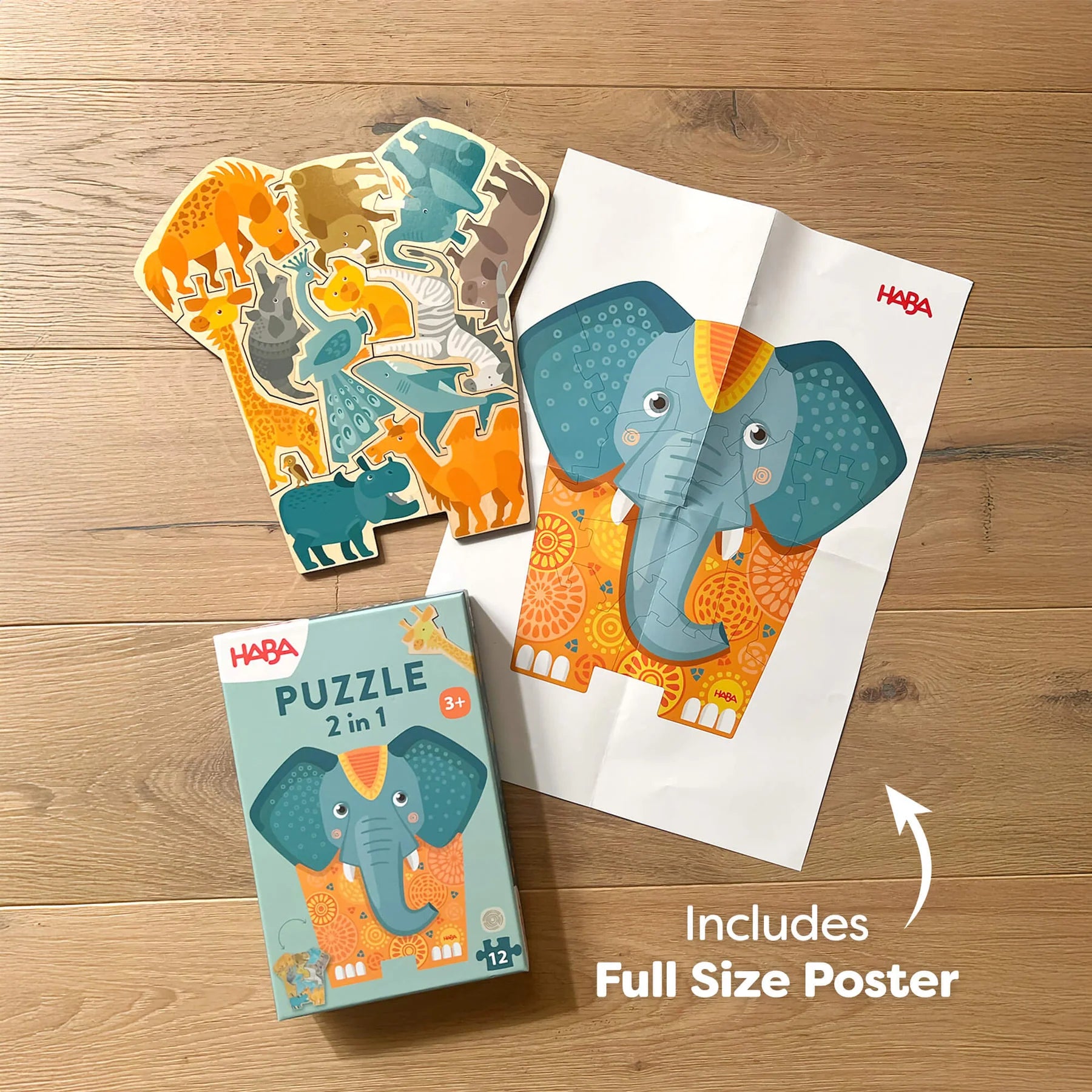 Elephant 2-in-1 Wooden Puzzle