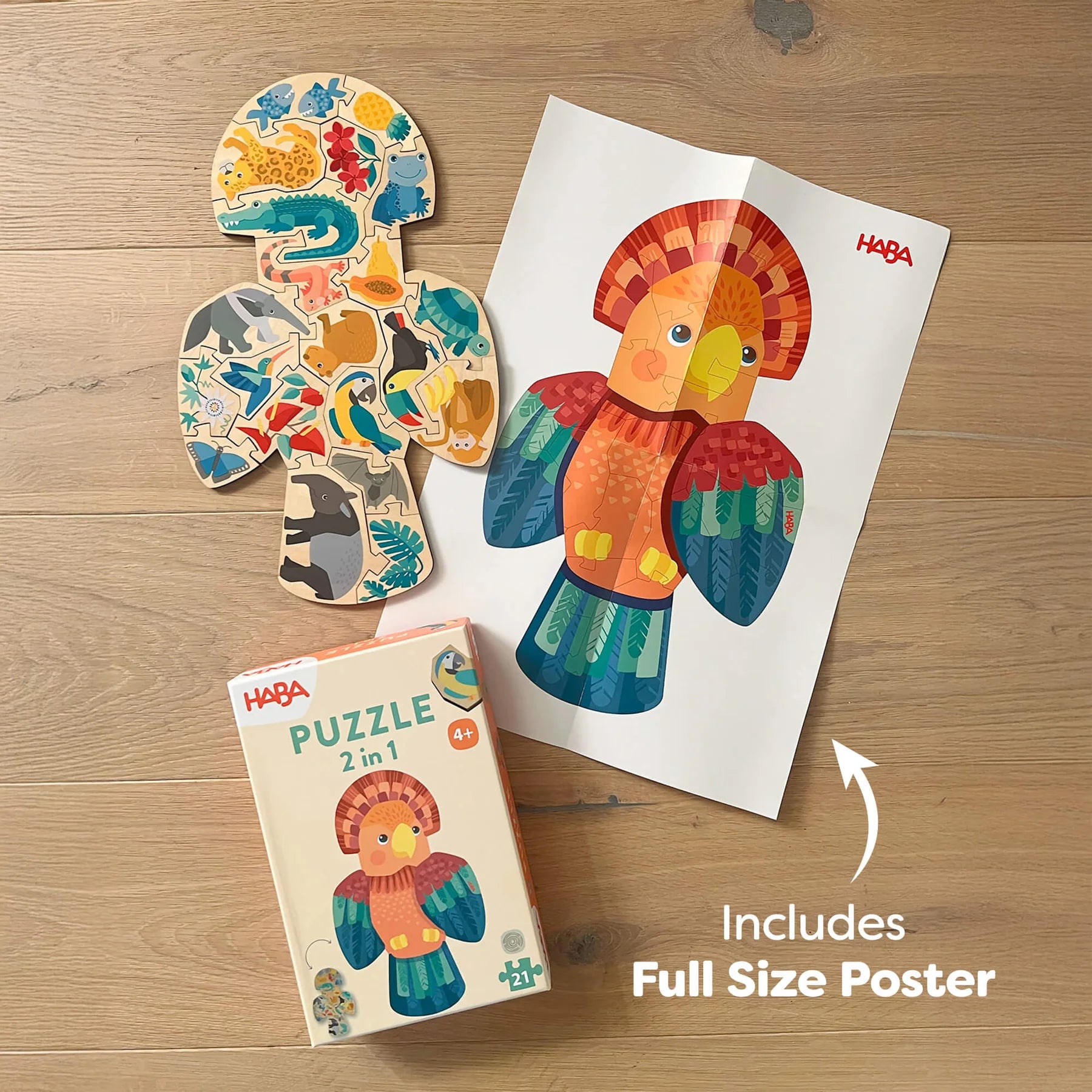 Parrot 2-in-1 Wooden Puzzle